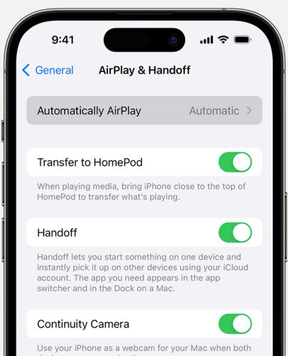 iPhone AirPlay-Einstellungen